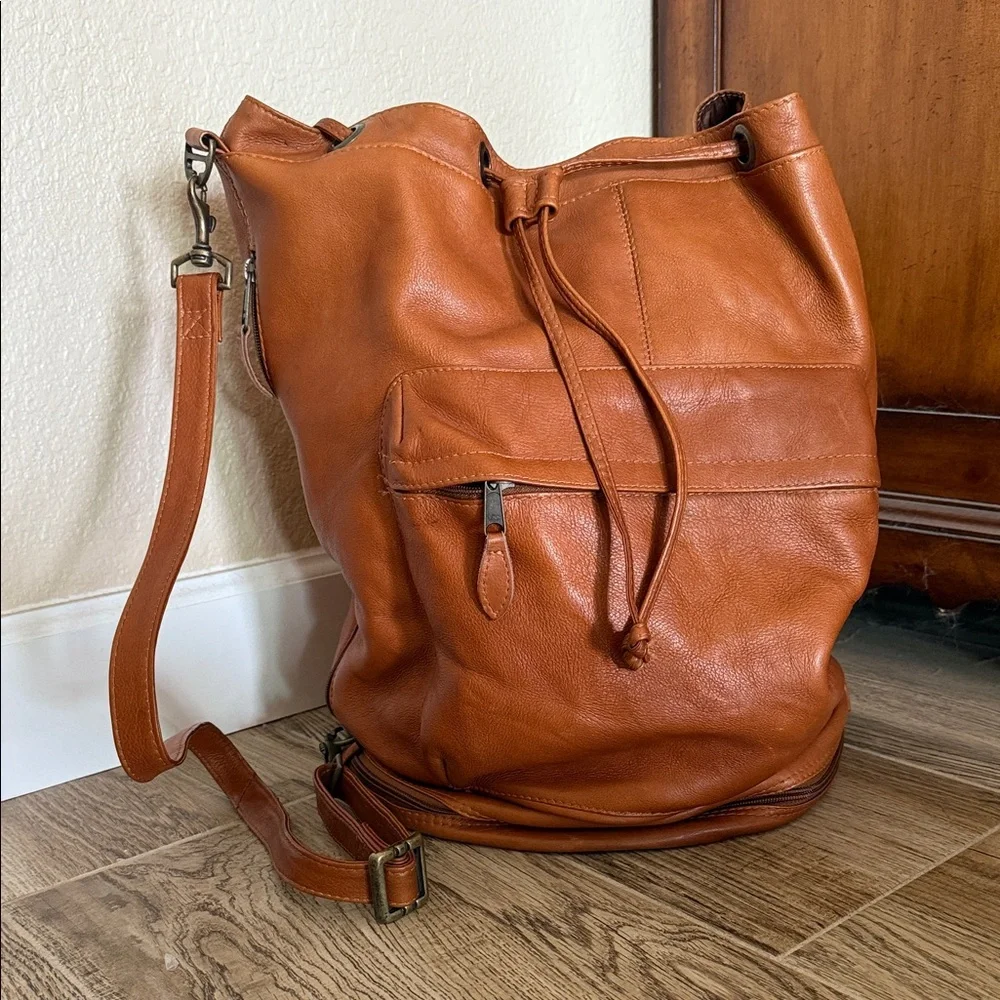 {Georgetown Leather} Bucket boho leather bag - Picture 1 of 12